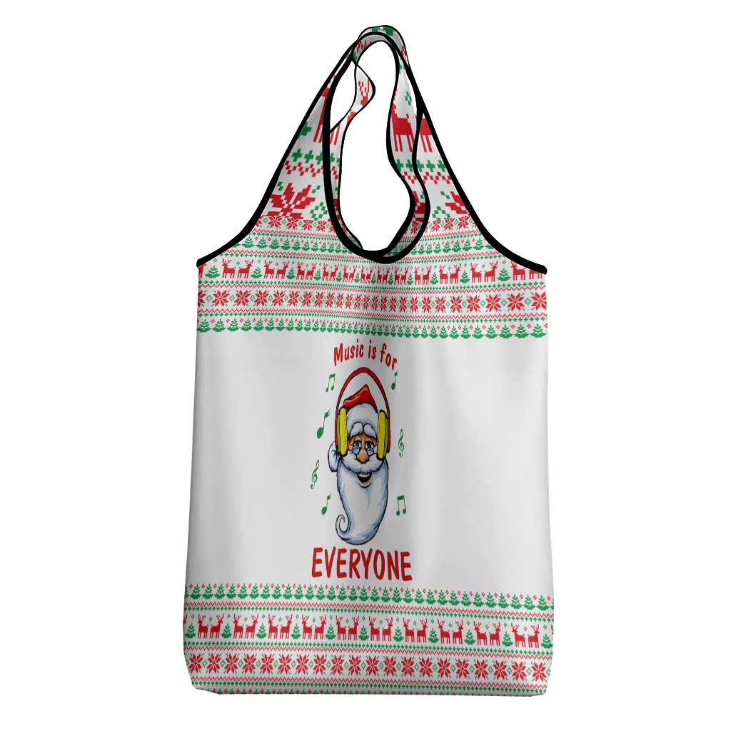 Funny Santa Music Is For Everyone Christmas Grocery Bag Xmas Holiday Patterns - Wonder Print Shop