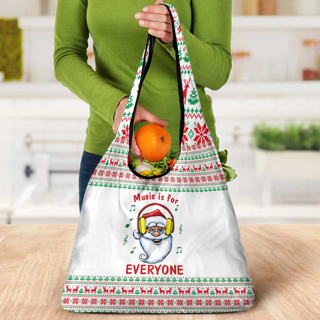 Funny Santa Music Is For Everyone Christmas Grocery Bag Xmas Holiday Patterns - Wonder Print Shop