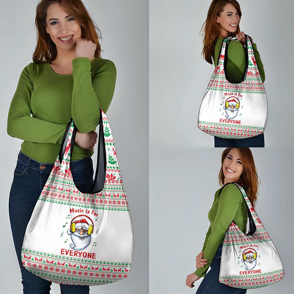 Funny Santa Music Is For Everyone Christmas Grocery Bag Xmas Holiday Patterns - Wonder Print Shop
