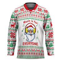 Funny Santa Music Is For Everyone Christmas Hockey Jersey Xmas Holiday Patterns - Wonder Print Shop