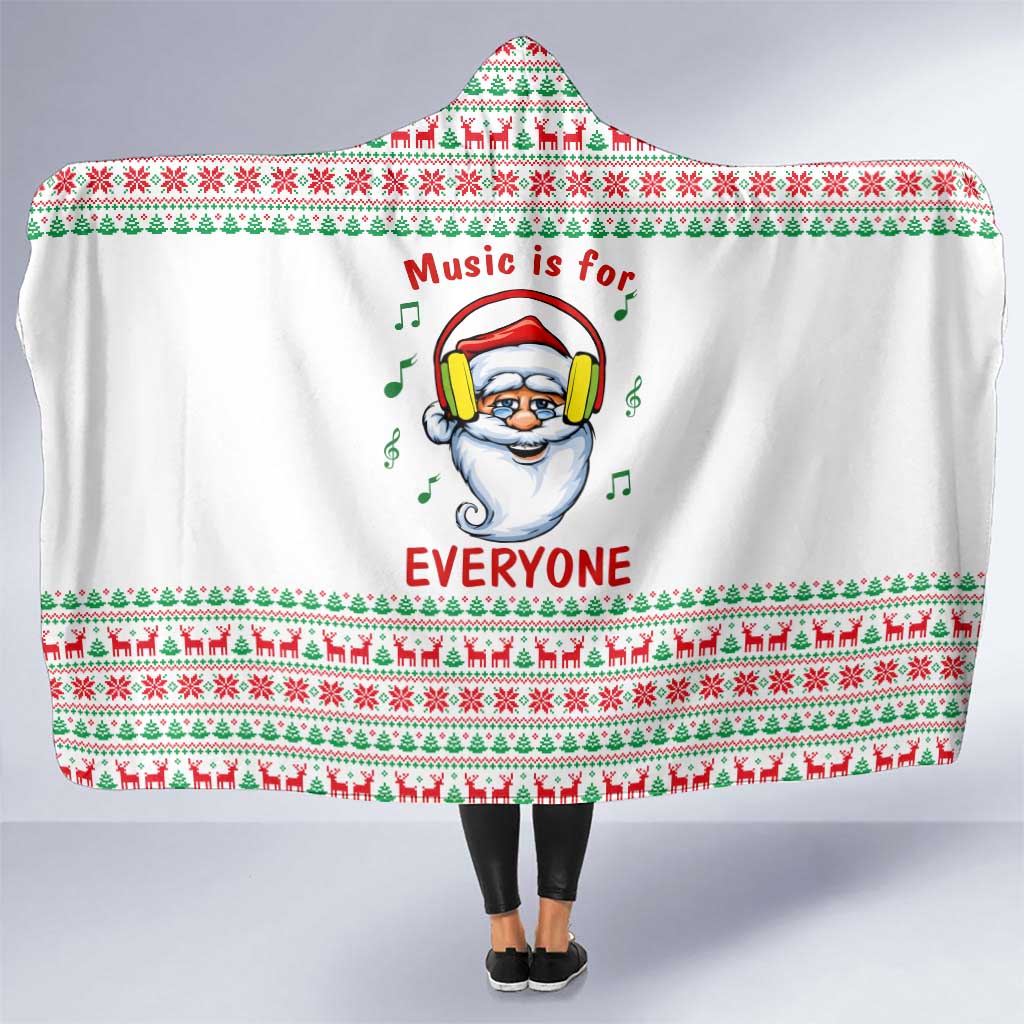 Funny Santa Music Is For Everyone Christmas Hooded Blanket Xmas Holiday Patterns - Wonder Print Shop