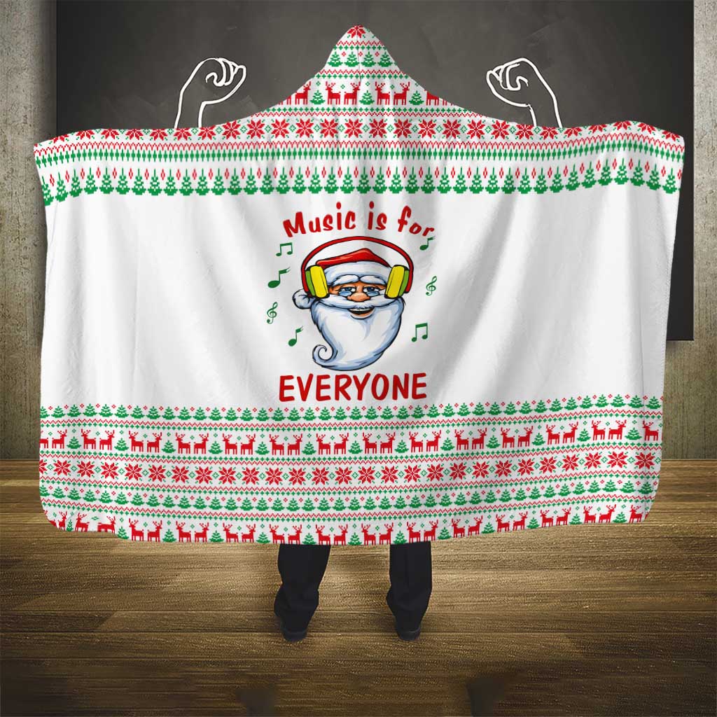 Funny Santa Music Is For Everyone Christmas Hooded Blanket Xmas Holiday Patterns - Wonder Print Shop