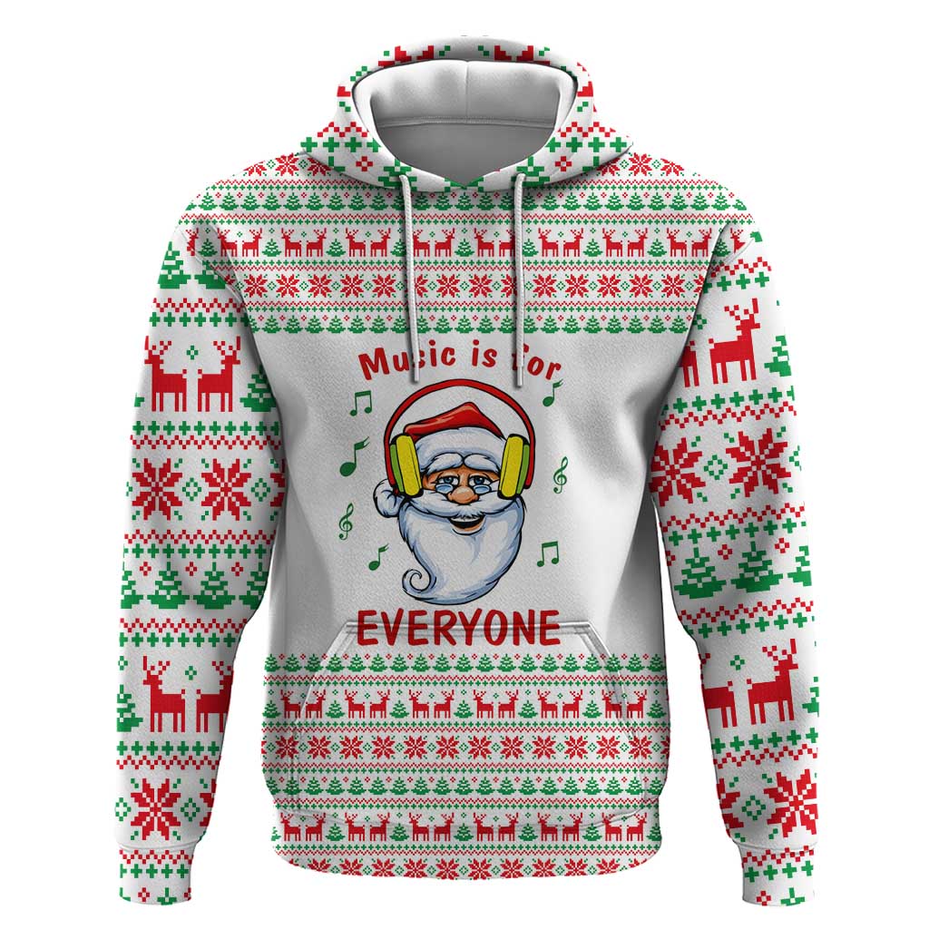 Funny Santa Music Is For Everyone Christmas Hoodie Xmas Holiday Patterns - Wonder Print Shop