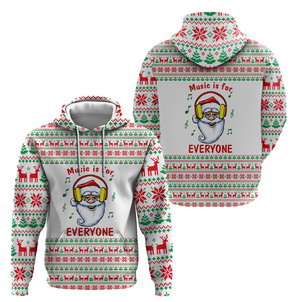 Funny Santa Music Is For Everyone Christmas Hoodie Xmas Holiday Patterns - Wonder Print Shop