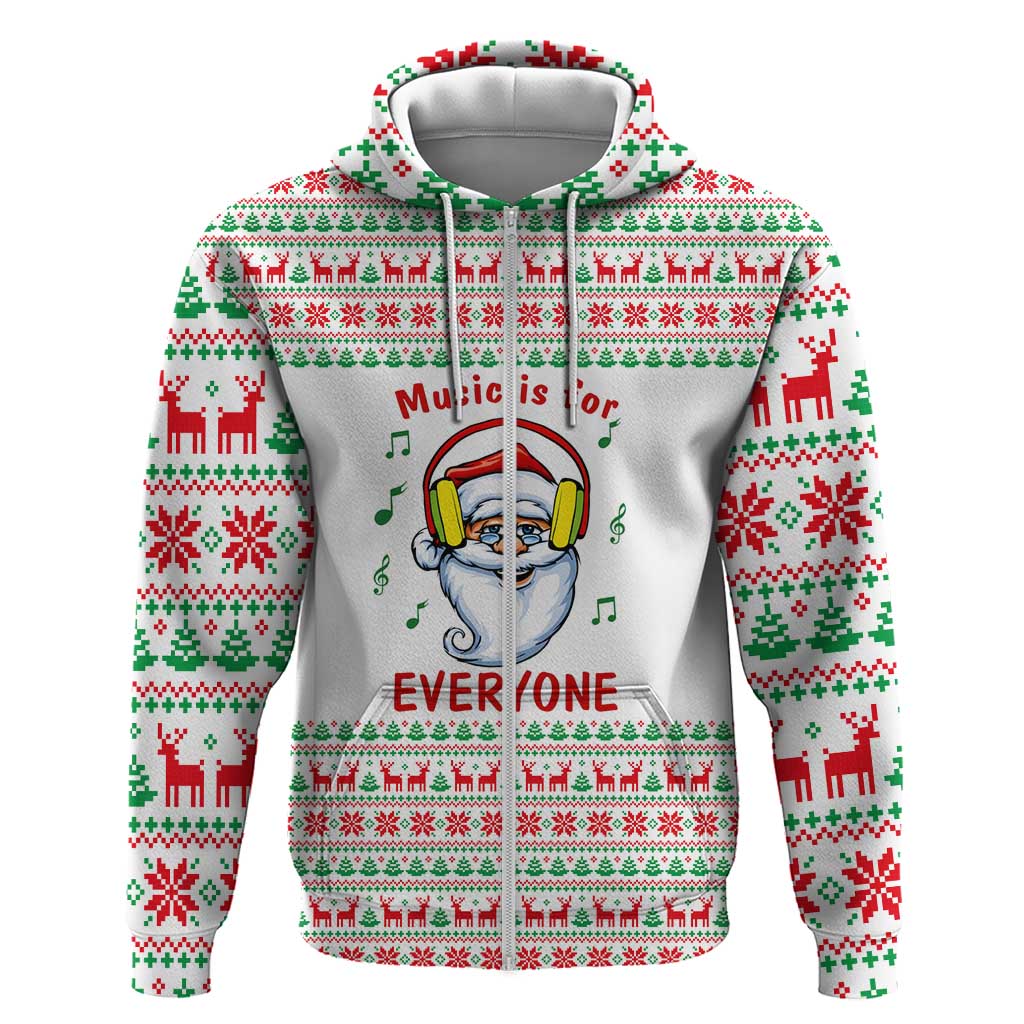Funny Santa Music Is For Everyone Christmas Hoodie Xmas Holiday Patterns - Wonder Print Shop