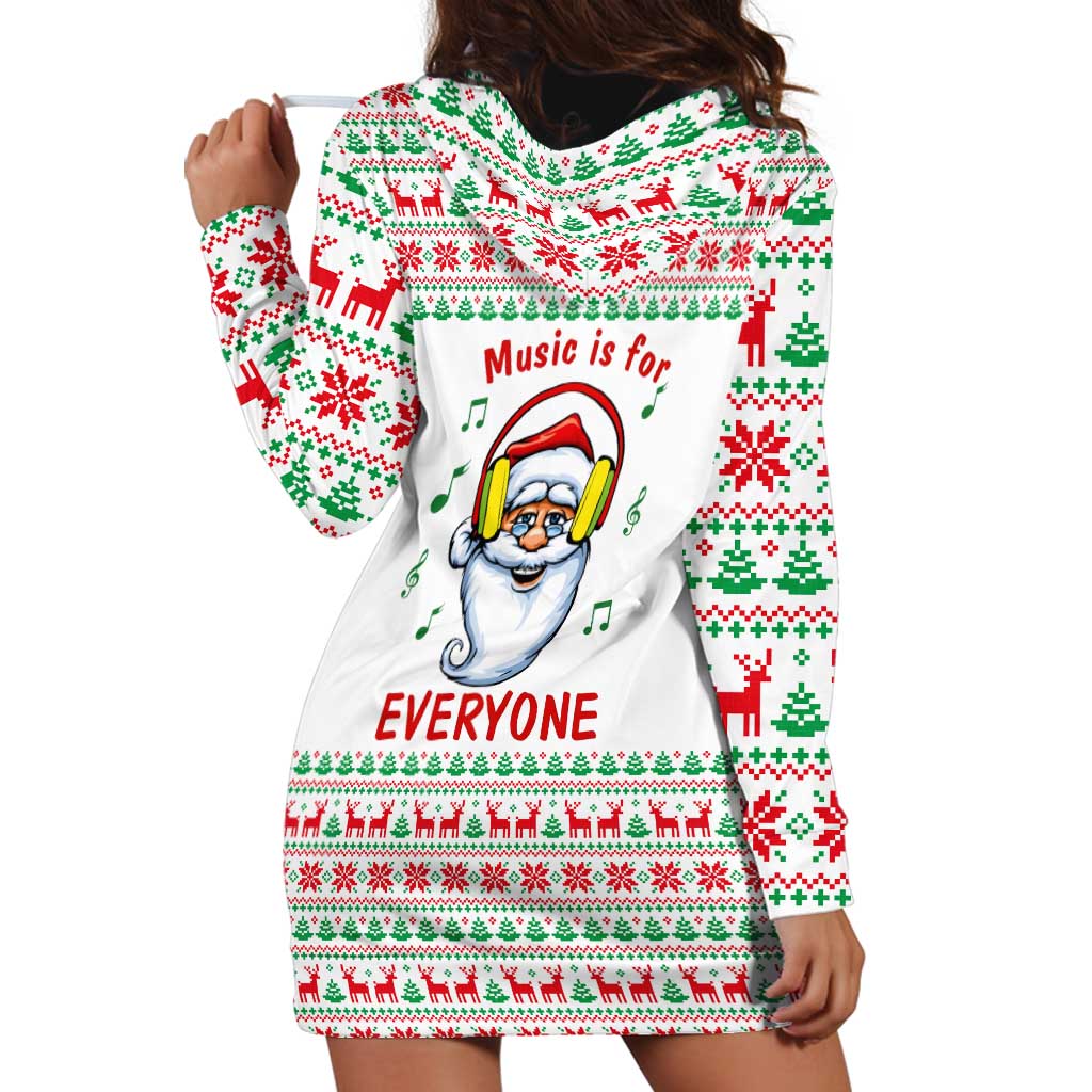 Funny Santa Music Is For Everyone Christmas Hoodie Dress Xmas Holiday Patterns - Wonder Print Shop