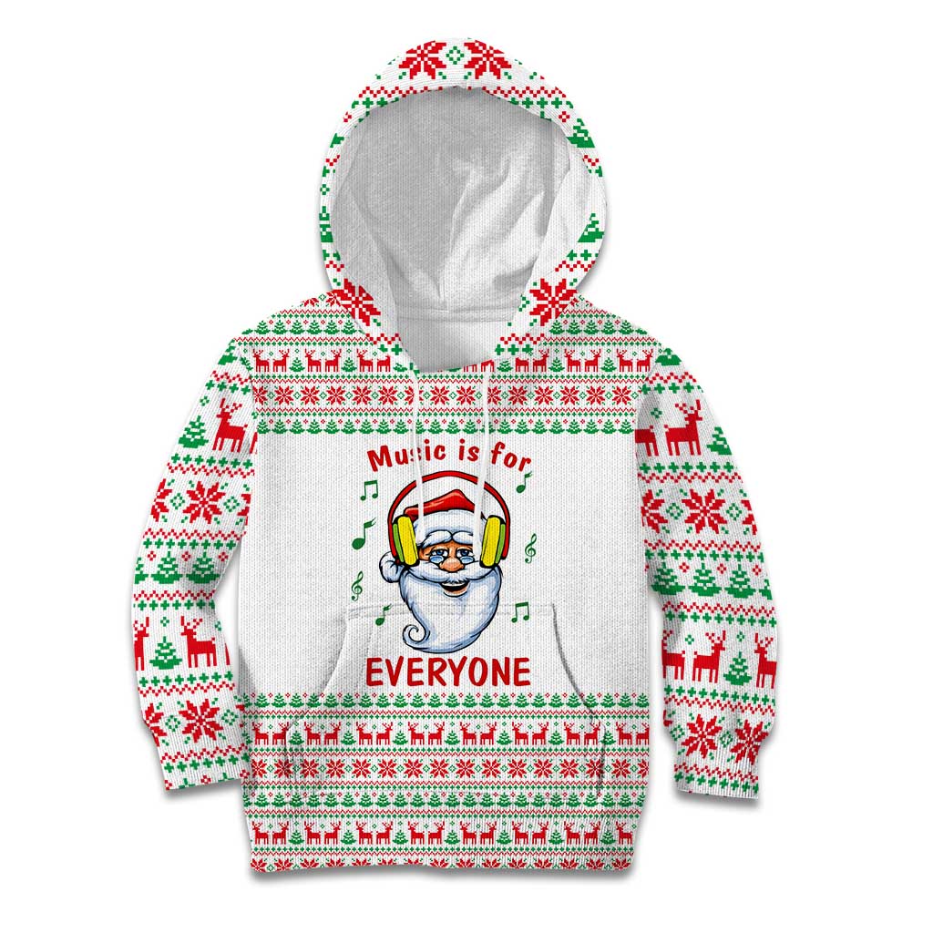 Funny Santa Music Is For Everyone Christmas Kid Hoodie Xmas Holiday Patterns - Wonder Print Shop