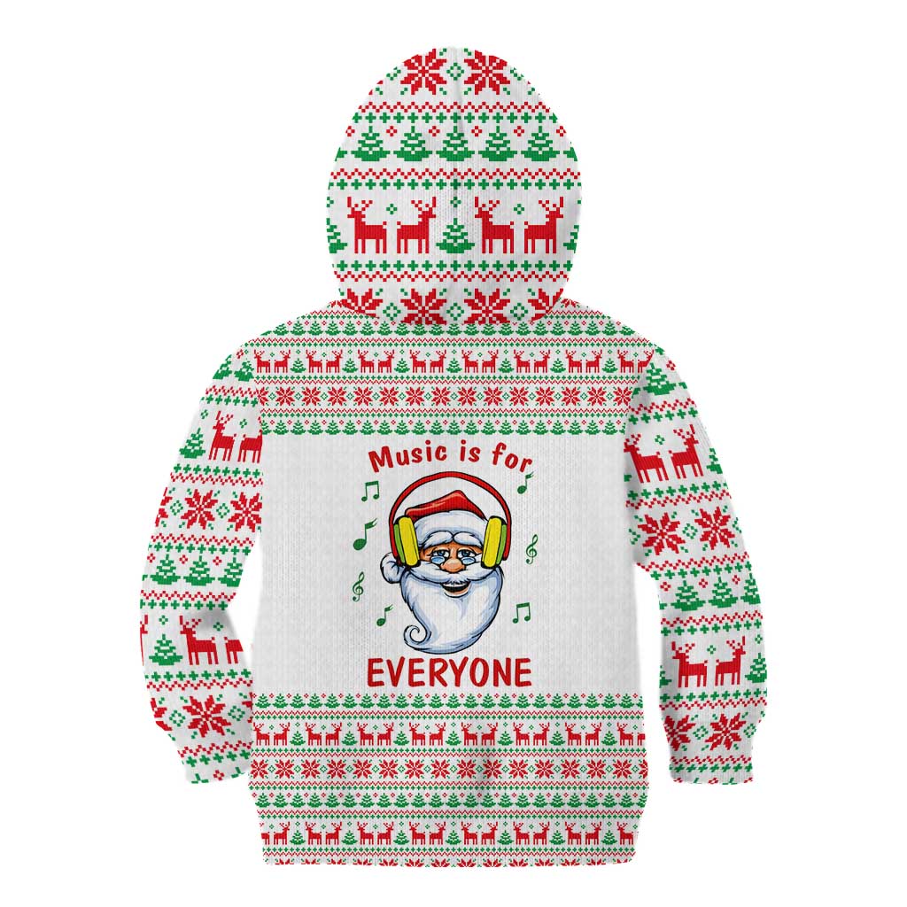Funny Santa Music Is For Everyone Christmas Kid Hoodie Xmas Holiday Patterns - Wonder Print Shop