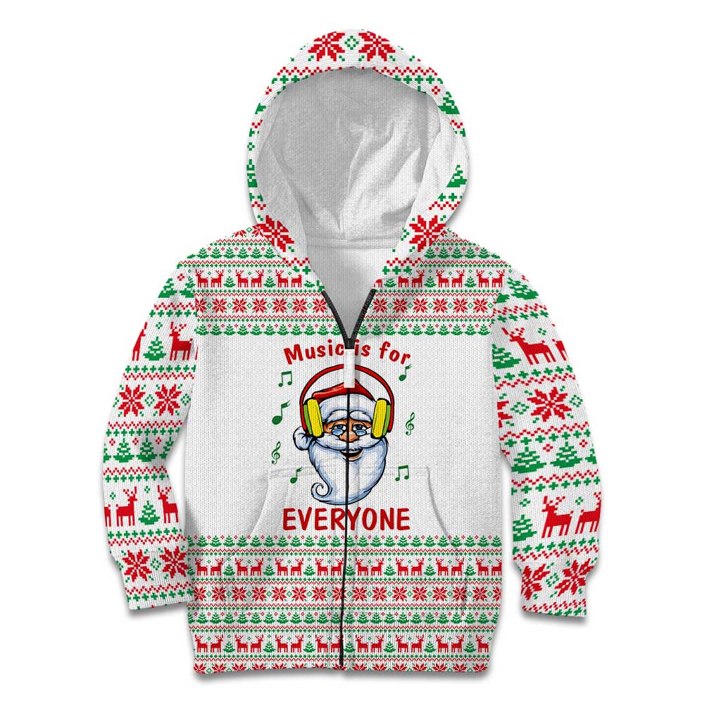 Funny Santa Music Is For Everyone Christmas Kid Hoodie Xmas Holiday Patterns - Wonder Print Shop