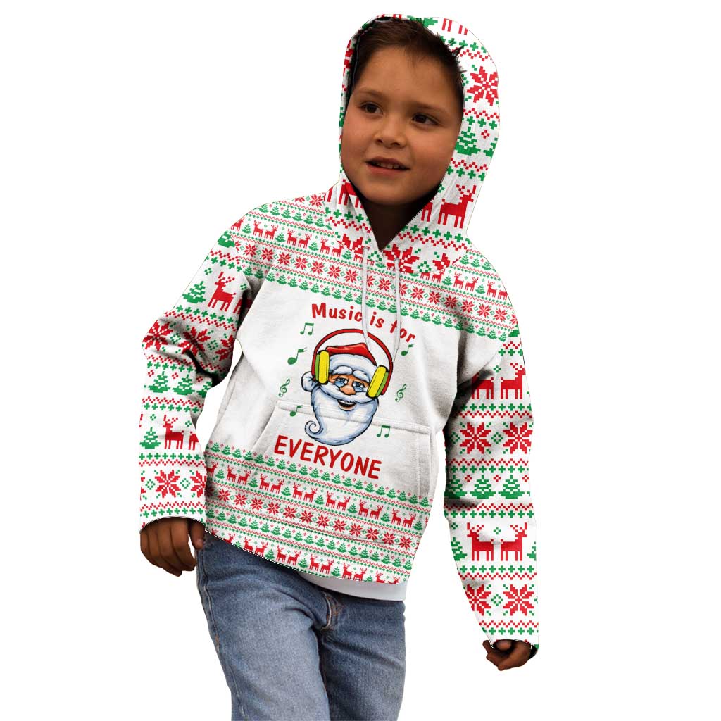 Funny Santa Music Is For Everyone Christmas Kid Hoodie Xmas Holiday Patterns - Wonder Print Shop