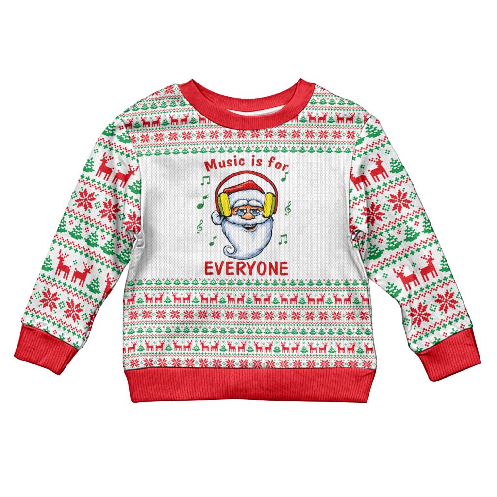 Funny Santa Music Is For Everyone Christmas Kid Ugly Christmas Sweater Xmas Holiday Patterns - Wonder Print Shop