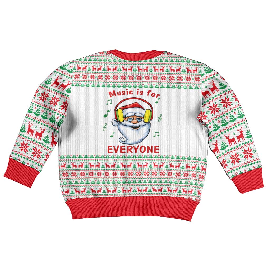 Funny Santa Music Is For Everyone Christmas Kid Ugly Christmas Sweater Xmas Holiday Patterns - Wonder Print Shop