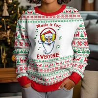 Funny Santa Music Is For Everyone Christmas Kid Ugly Christmas Sweater Xmas Holiday Patterns - Wonder Print Shop
