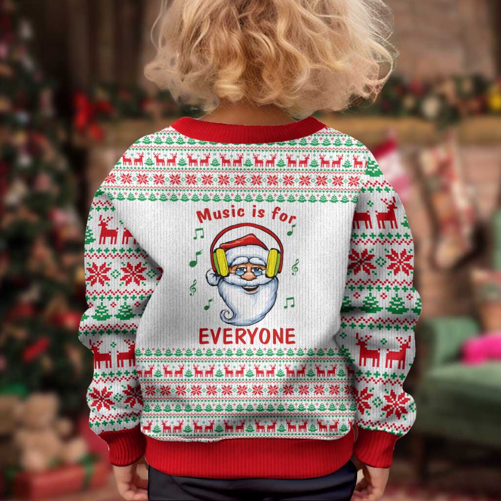 Funny Santa Music Is For Everyone Christmas Kid Ugly Christmas Sweater Xmas Holiday Patterns - Wonder Print Shop
