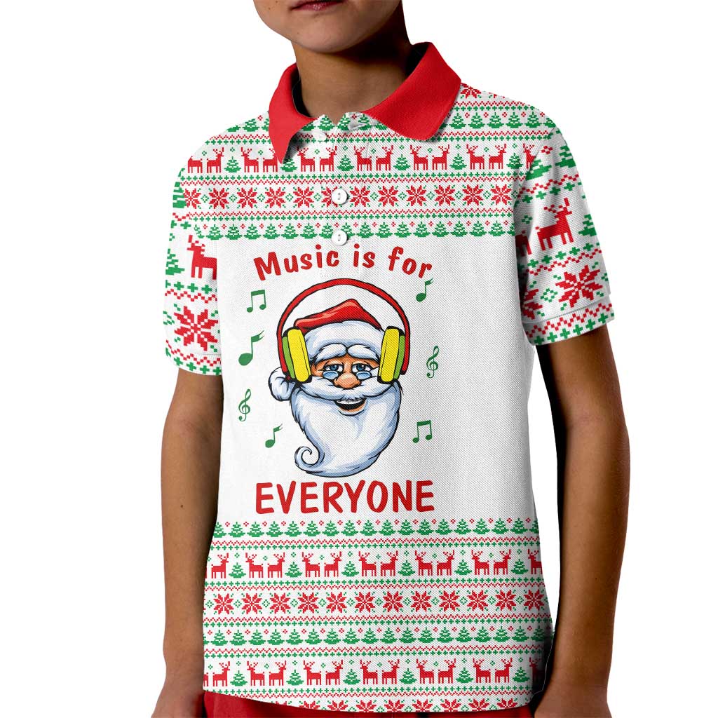 Funny Santa Music Is For Everyone Christmas Kid Polo Shirt Xmas Holiday Patterns - Wonder Print Shop