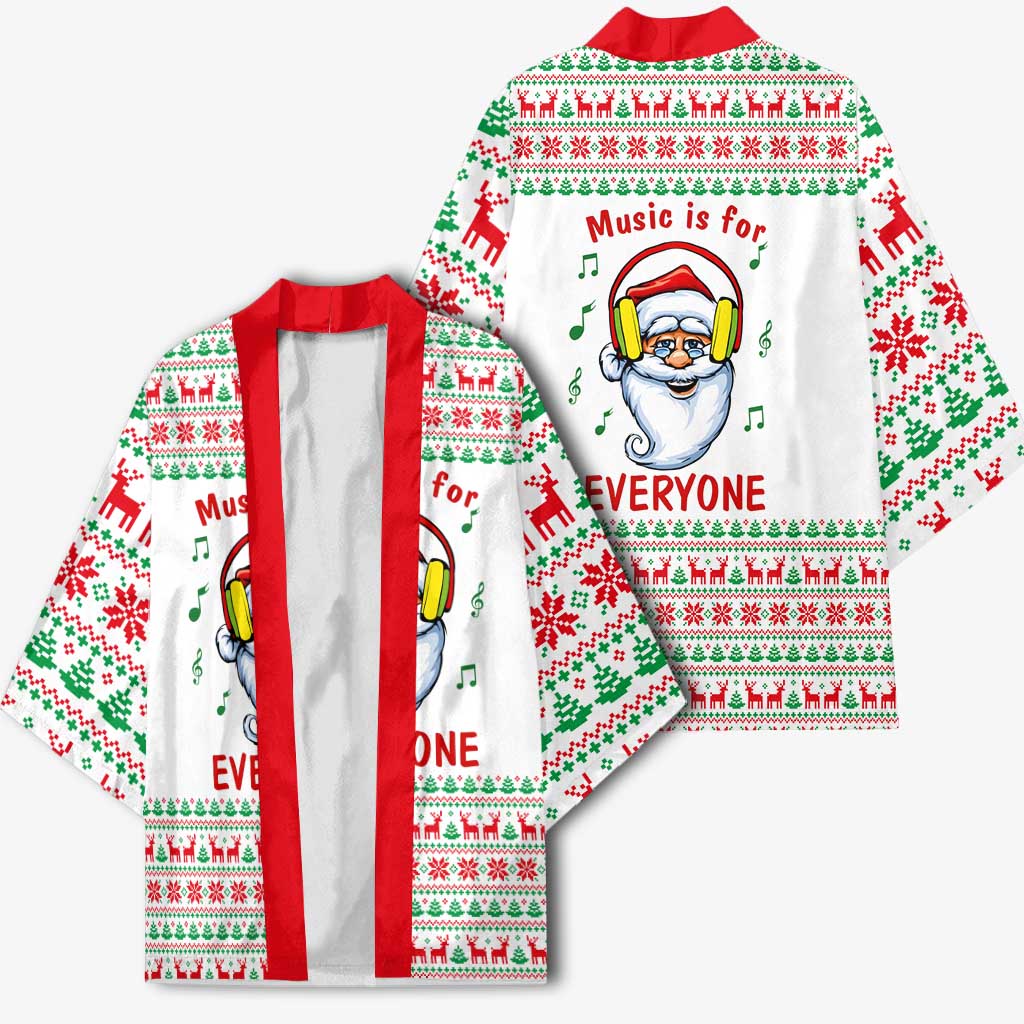 Funny Santa Music Is For Everyone Christmas Kimono Xmas Holiday Patterns - Wonder Print Shop