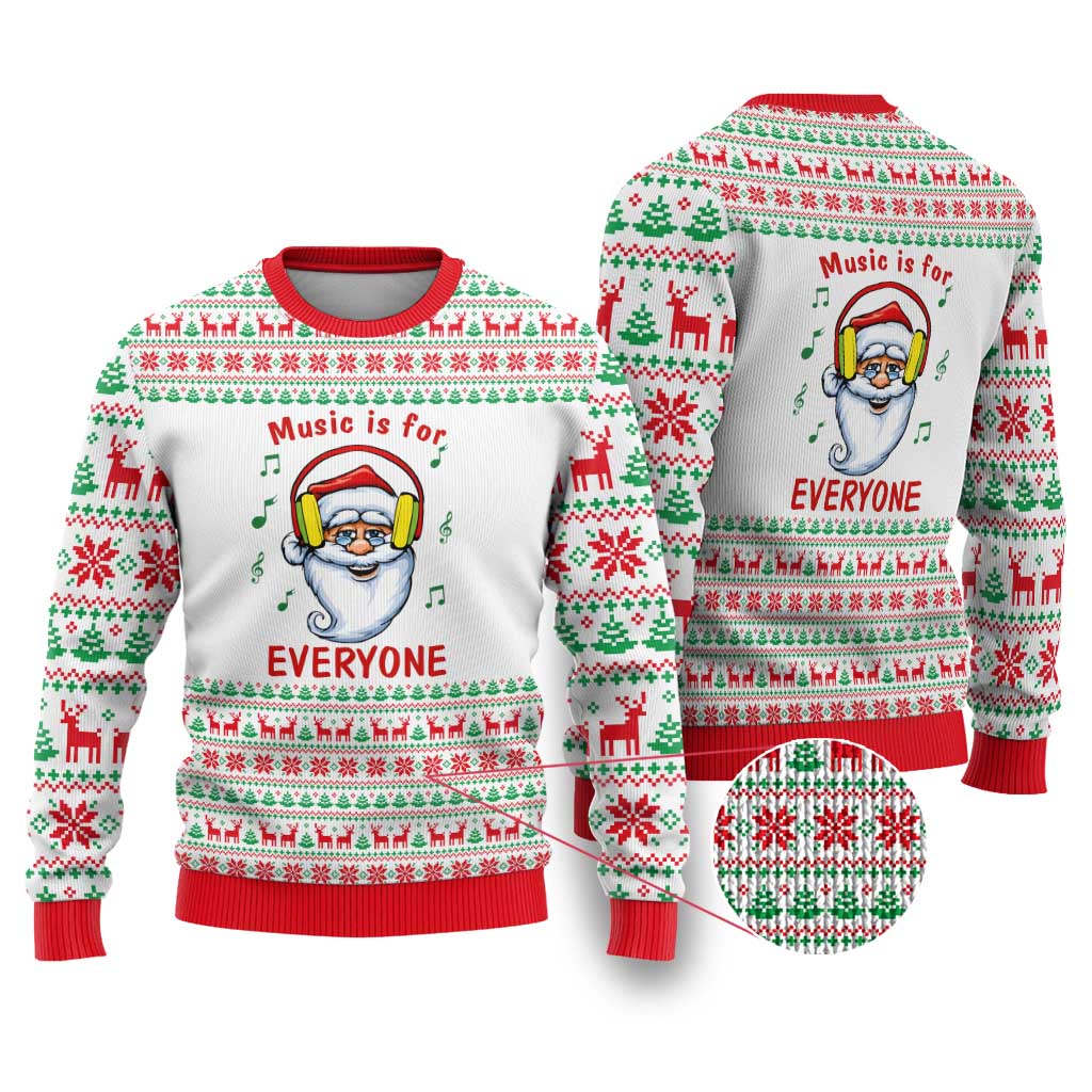 Funny Santa Music Is For Everyone Christmas Ugly Christmas Sweater Xmas Holiday Patterns - Wonder Print Shop