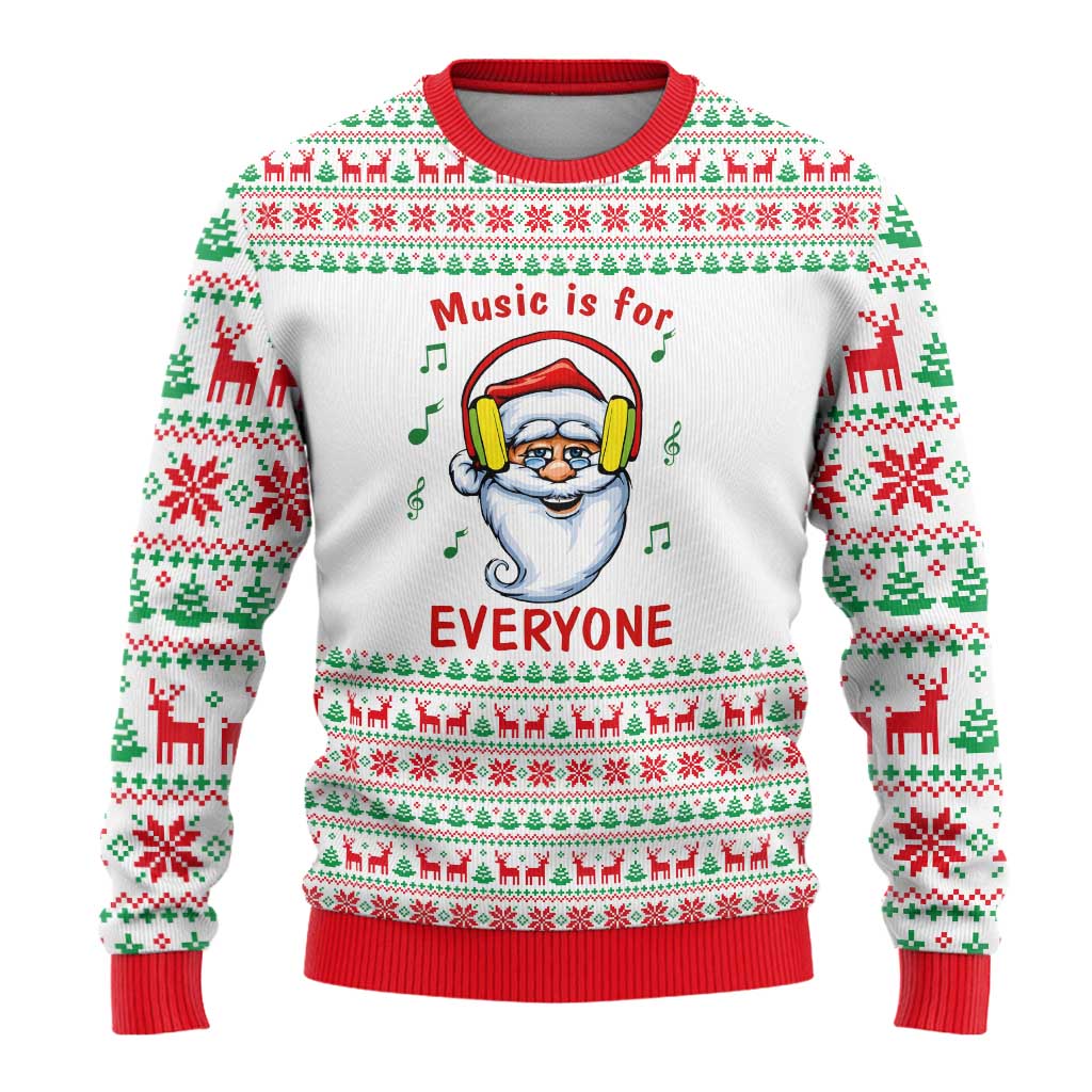 Funny Santa Music Is For Everyone Christmas Ugly Christmas Sweater Xmas Holiday Patterns - Wonder Print Shop