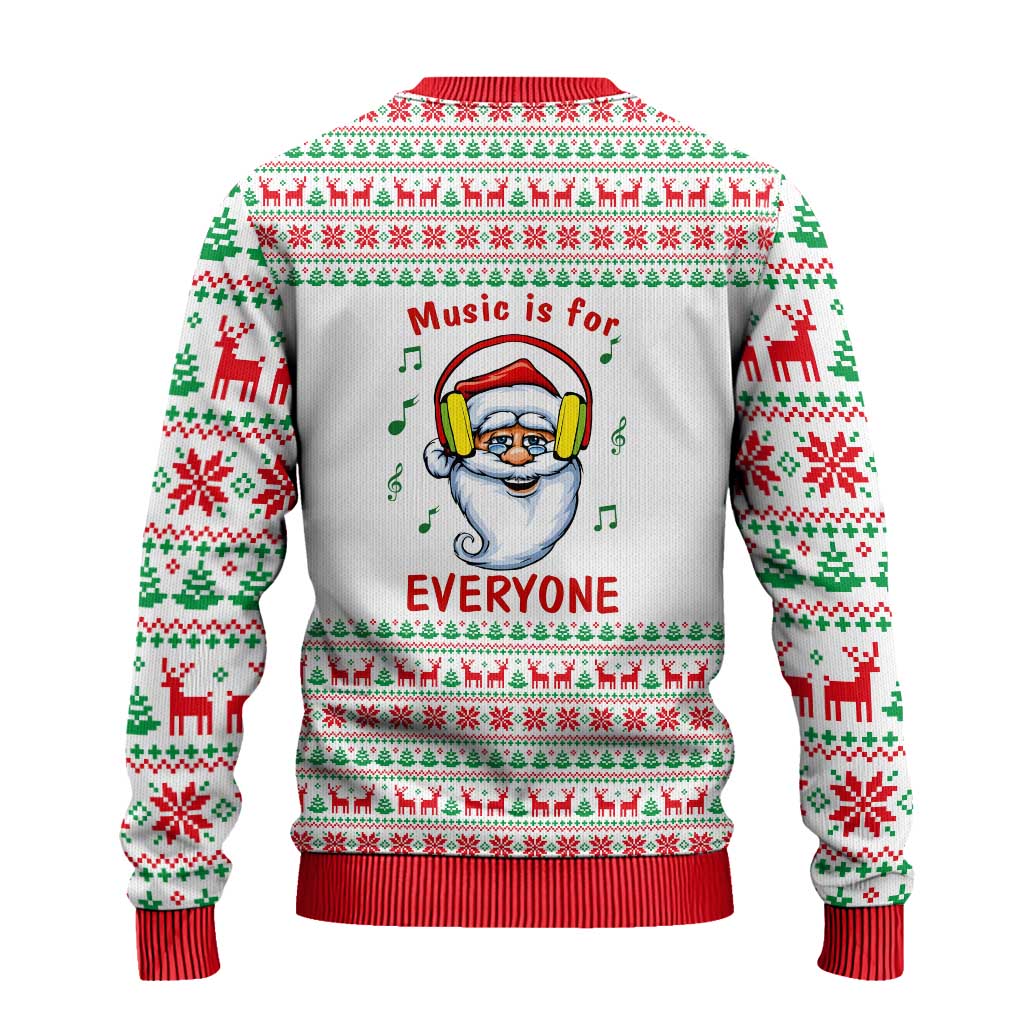 Funny Santa Music Is For Everyone Christmas Ugly Christmas Sweater Xmas Holiday Patterns - Wonder Print Shop