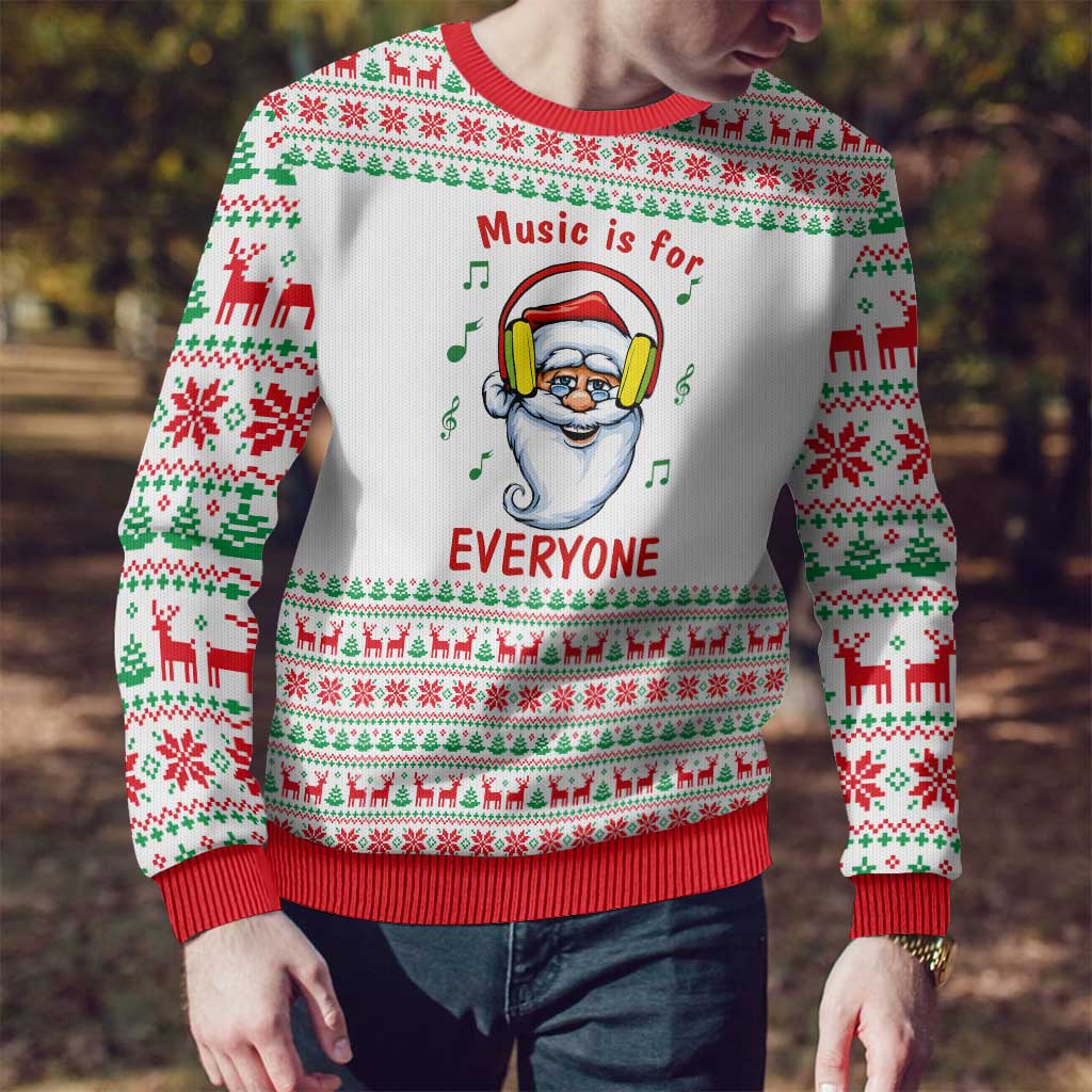 Funny Santa Music Is For Everyone Christmas Ugly Christmas Sweater Xmas Holiday Patterns - Wonder Print Shop
