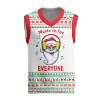 Funny Santa Music Is For Everyone Christmas Knitted V-Neck Vest Xmas Holiday Patterns - Wonder Print Shop