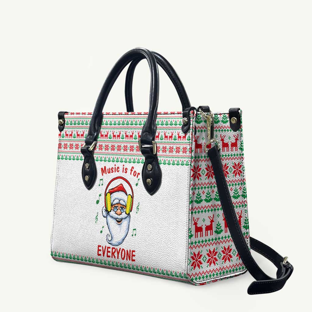 Funny Santa Music Is For Everyone Christmas Leather Bag Xmas Holiday Patterns - Wonder Print Shop