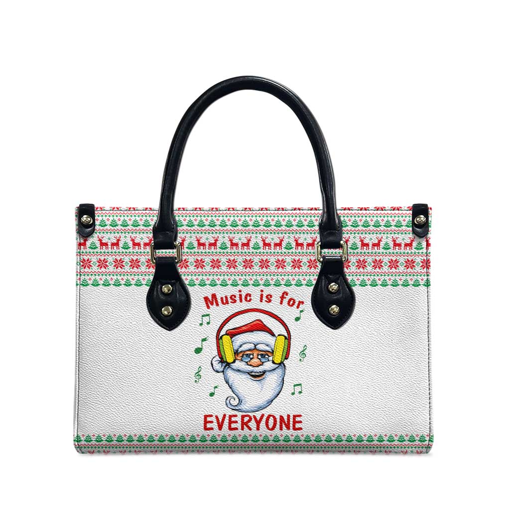 Funny Santa Music Is For Everyone Christmas Leather Bag Xmas Holiday Patterns - Wonder Print Shop