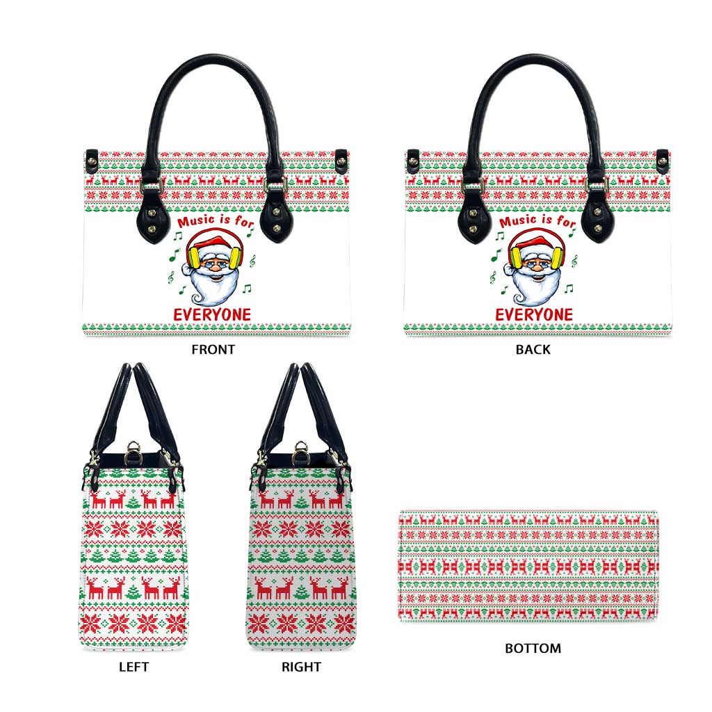 Funny Santa Music Is For Everyone Christmas Leather Bag Xmas Holiday Patterns - Wonder Print Shop