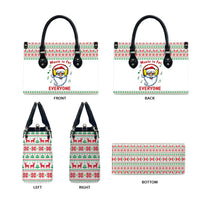 Funny Santa Music Is For Everyone Christmas Leather Bag Xmas Holiday Patterns - Wonder Print Shop