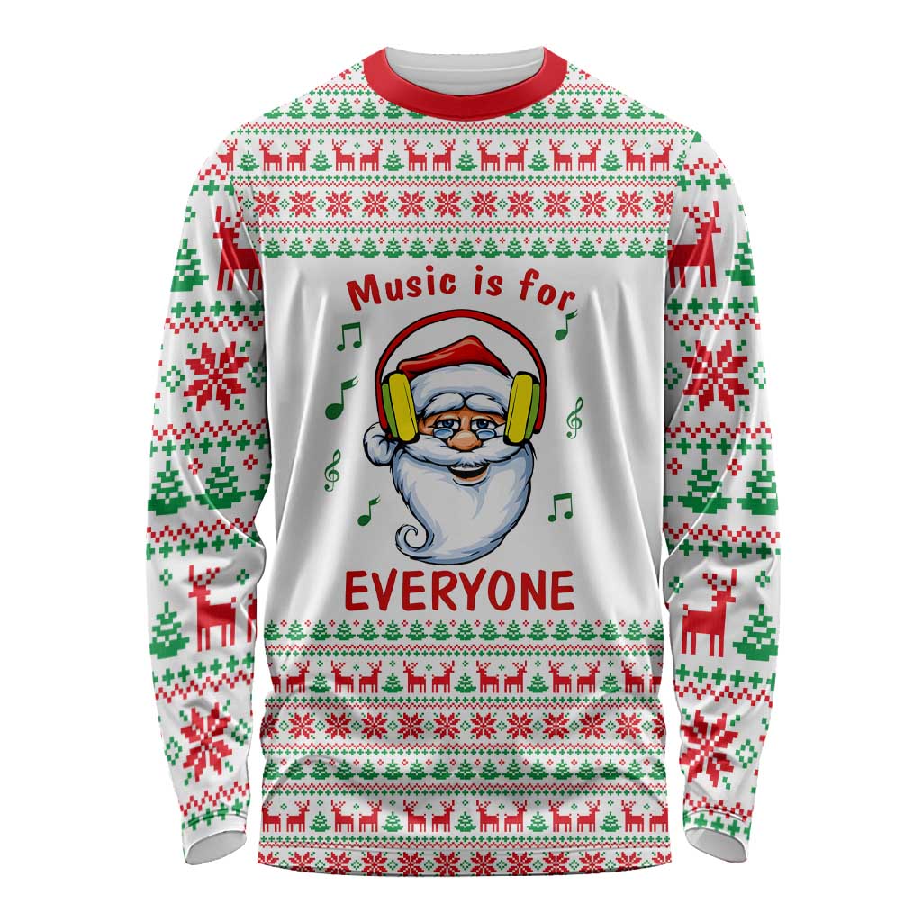 Funny Santa Music Is For Everyone Christmas Long Sleeve Shirt Xmas Holiday Patterns - Wonder Print Shop