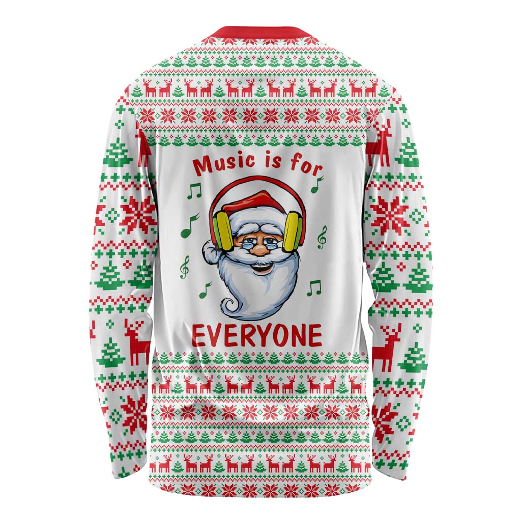 Funny Santa Music Is For Everyone Christmas Long Sleeve Shirt Xmas Holiday Patterns - Wonder Print Shop