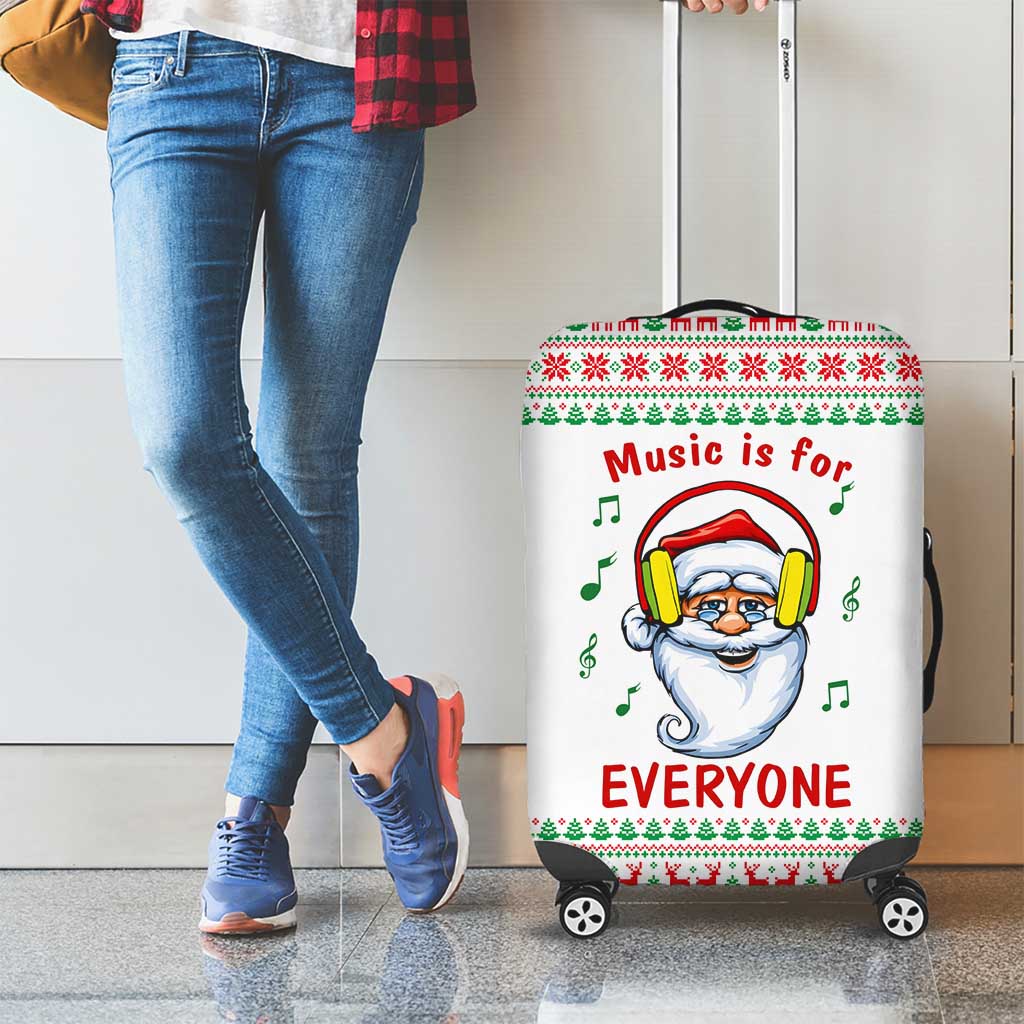 Funny Santa Music Is For Everyone Christmas Luggage Cover Xmas Holiday Patterns - Wonder Print Shop