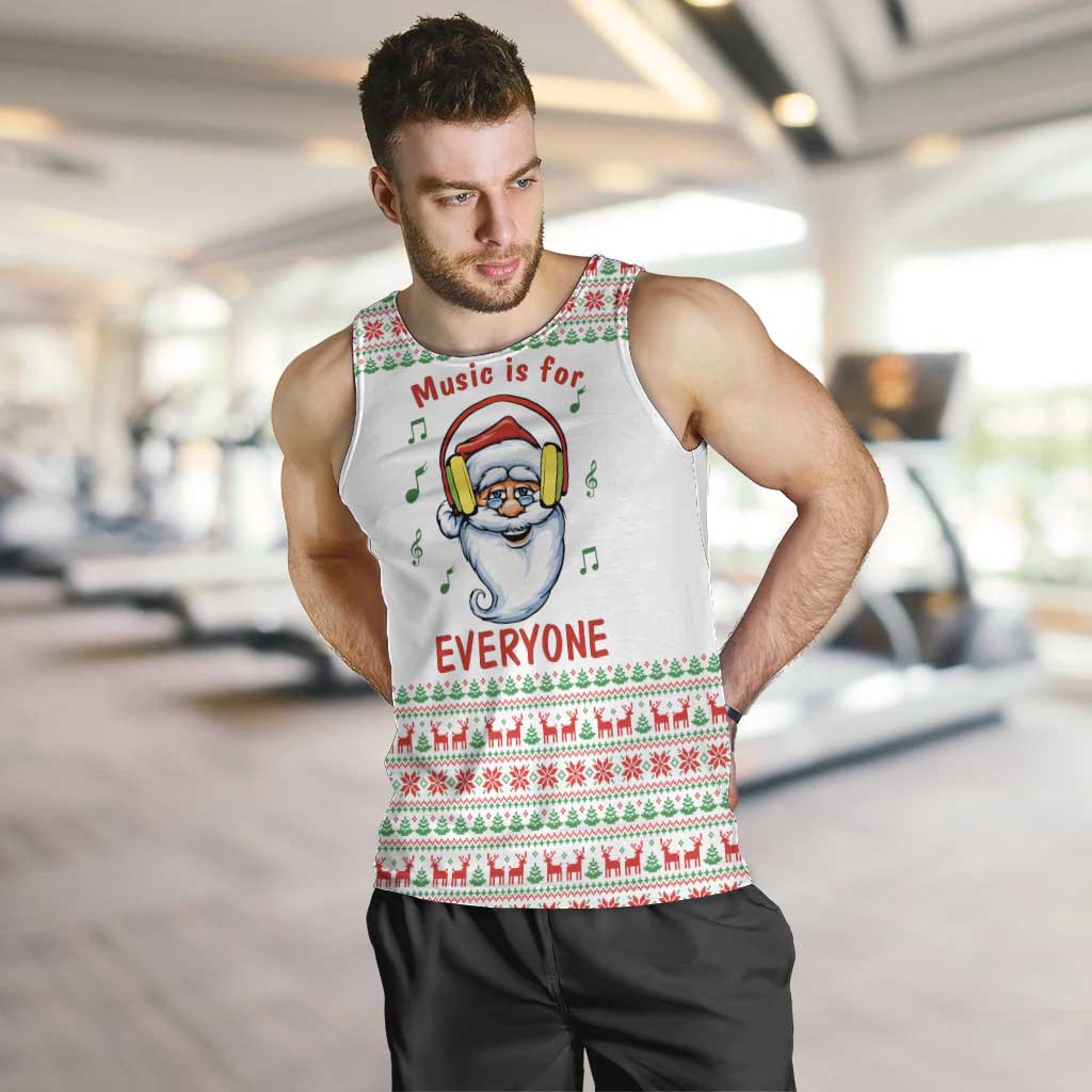 Funny Santa Music Is For Everyone Christmas Men Tank Top Xmas Holiday Patterns - Wonder Print Shop