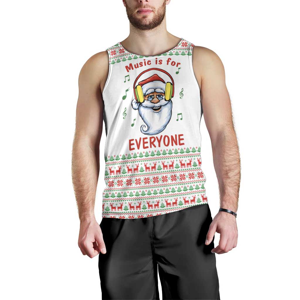 Funny Santa Music Is For Everyone Christmas Men Tank Top Xmas Holiday Patterns - Wonder Print Shop