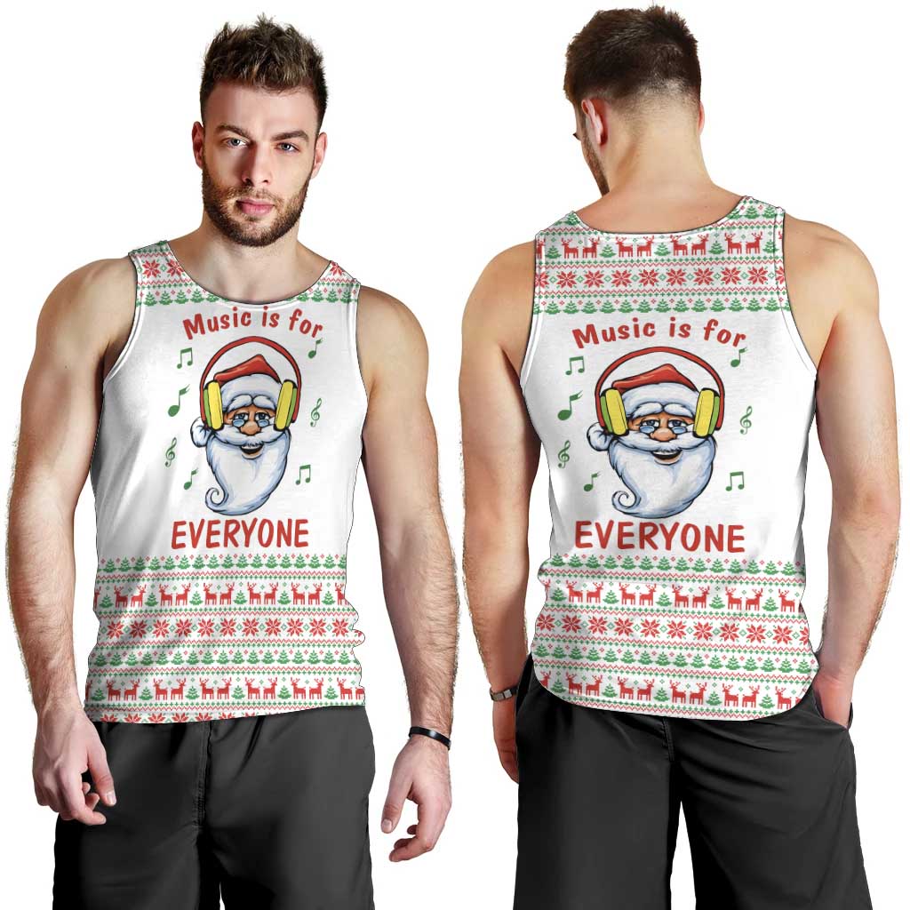Funny Santa Music Is For Everyone Christmas Men Tank Top Xmas Holiday Patterns - Wonder Print Shop