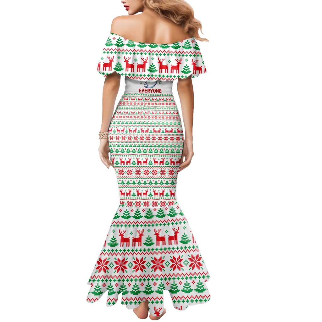 Funny Santa Music Is For Everyone Christmas Mermaid Dress Xmas Holiday Patterns - Wonder Print Shop
