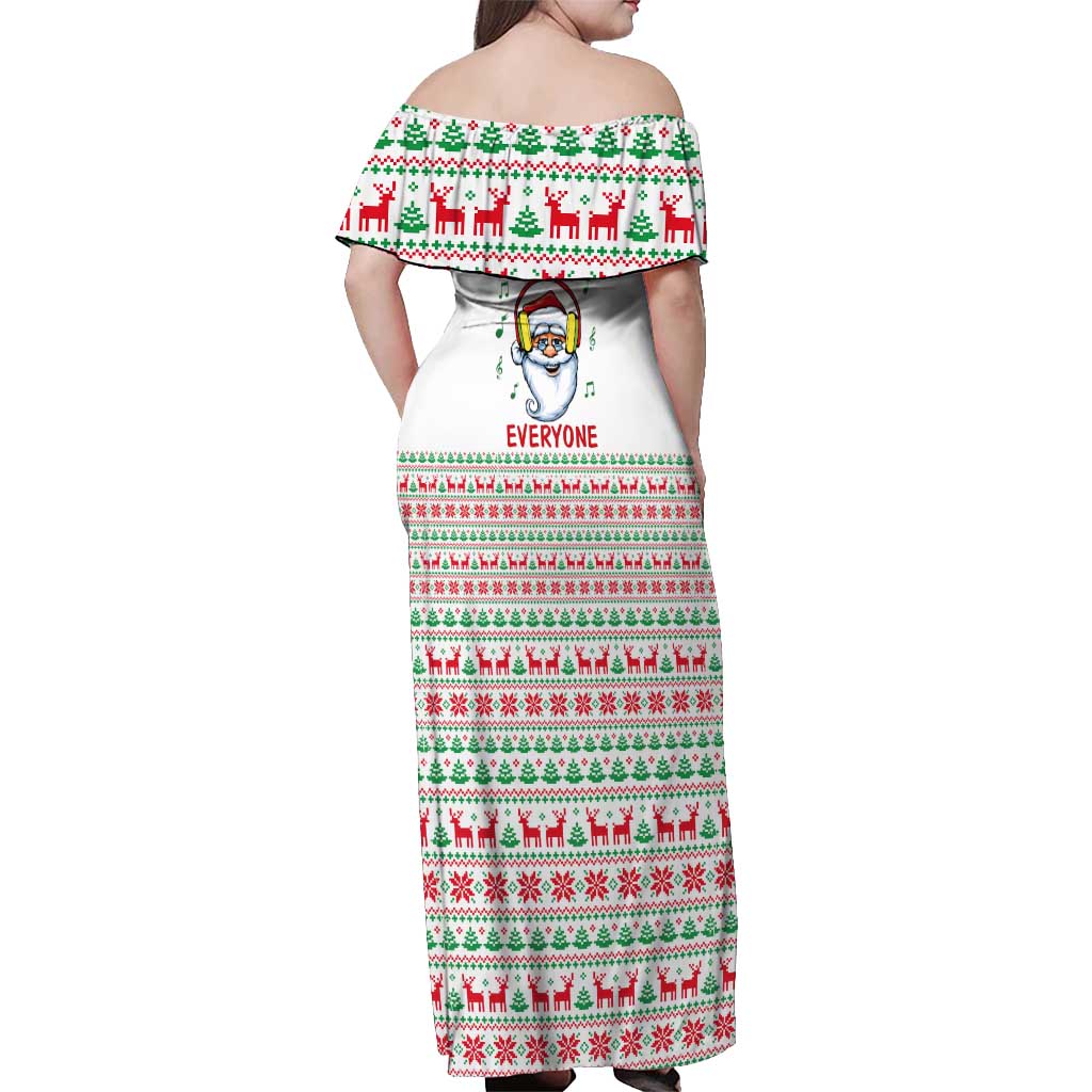 Funny Santa Music Is For Everyone Christmas Off Shoulder Maxi Dress Xmas Holiday Patterns - Wonder Print Shop