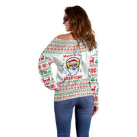Funny Santa Music Is For Everyone Christmas Off Shoulder Sweater Xmas Holiday Patterns - Wonder Print Shop