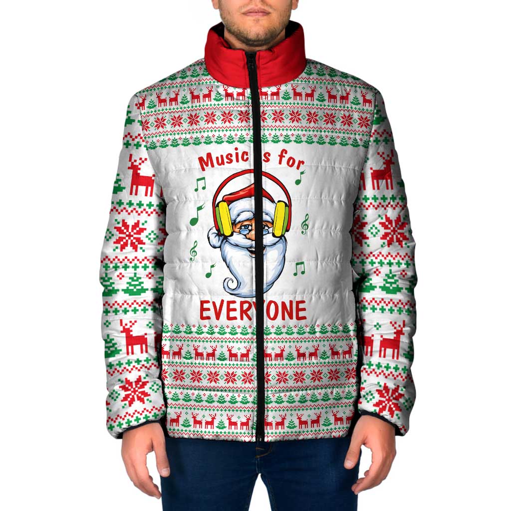 Funny Santa Music Is For Everyone Christmas Padded Jacket Xmas Holiday Patterns - Wonder Print Shop