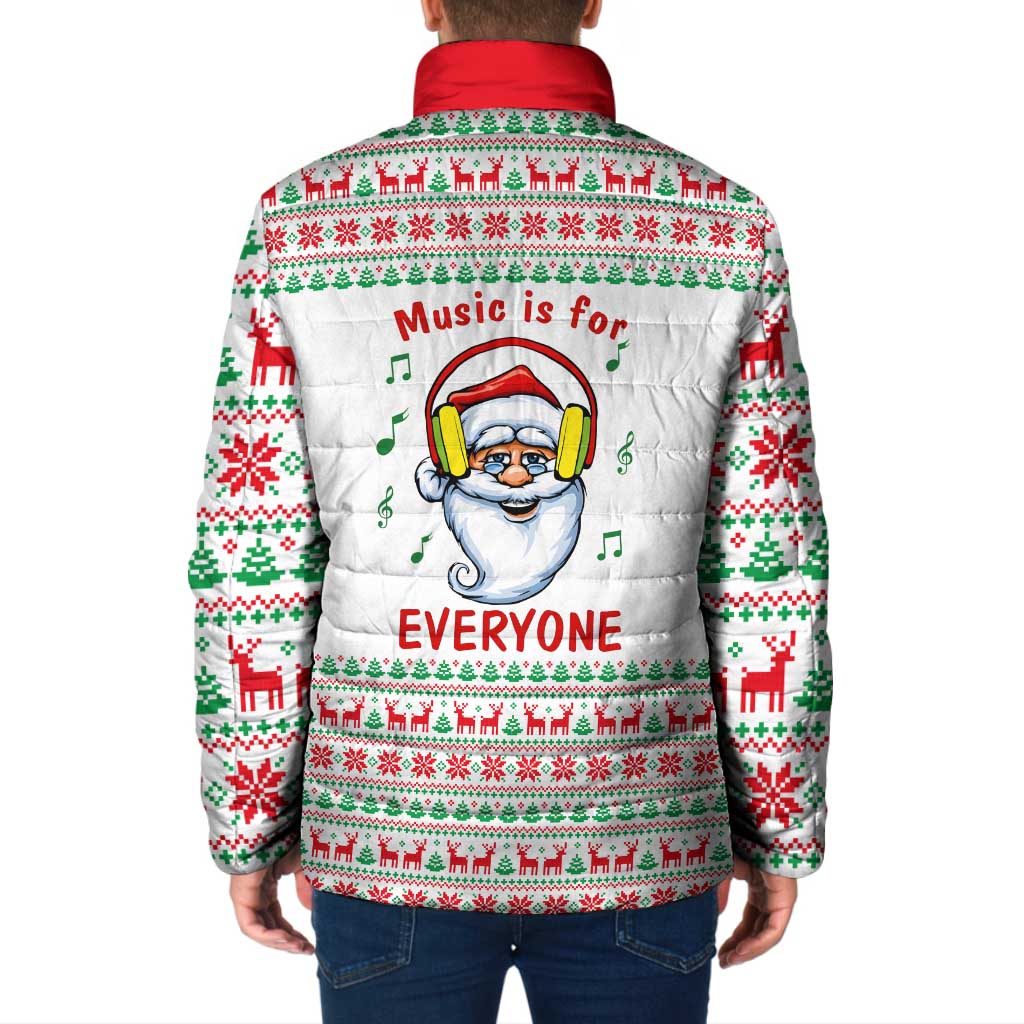 Funny Santa Music Is For Everyone Christmas Padded Jacket Xmas Holiday Patterns - Wonder Print Shop