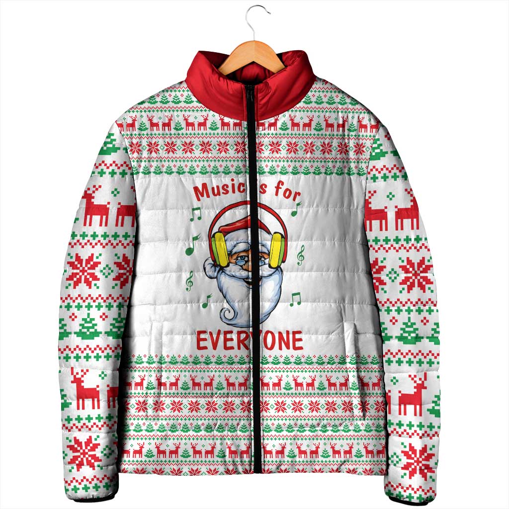 Funny Santa Music Is For Everyone Christmas Padded Jacket Xmas Holiday Patterns - Wonder Print Shop