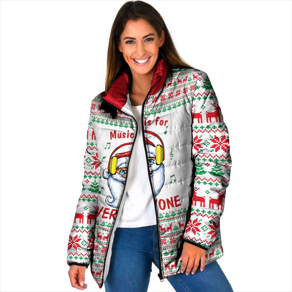 Funny Santa Music Is For Everyone Christmas Padded Jacket Xmas Holiday Patterns - Wonder Print Shop
