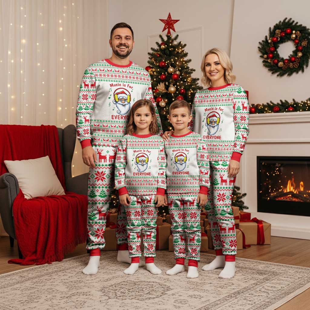 Funny Santa Music Is For Everyone Christmas Pajama Set Xmas Holiday Patterns - Wonder Print Shop