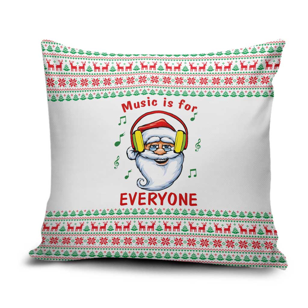 Funny Santa Music Is For Everyone Christmas Pillow Cover Xmas Holiday Patterns - Wonder Print Shop