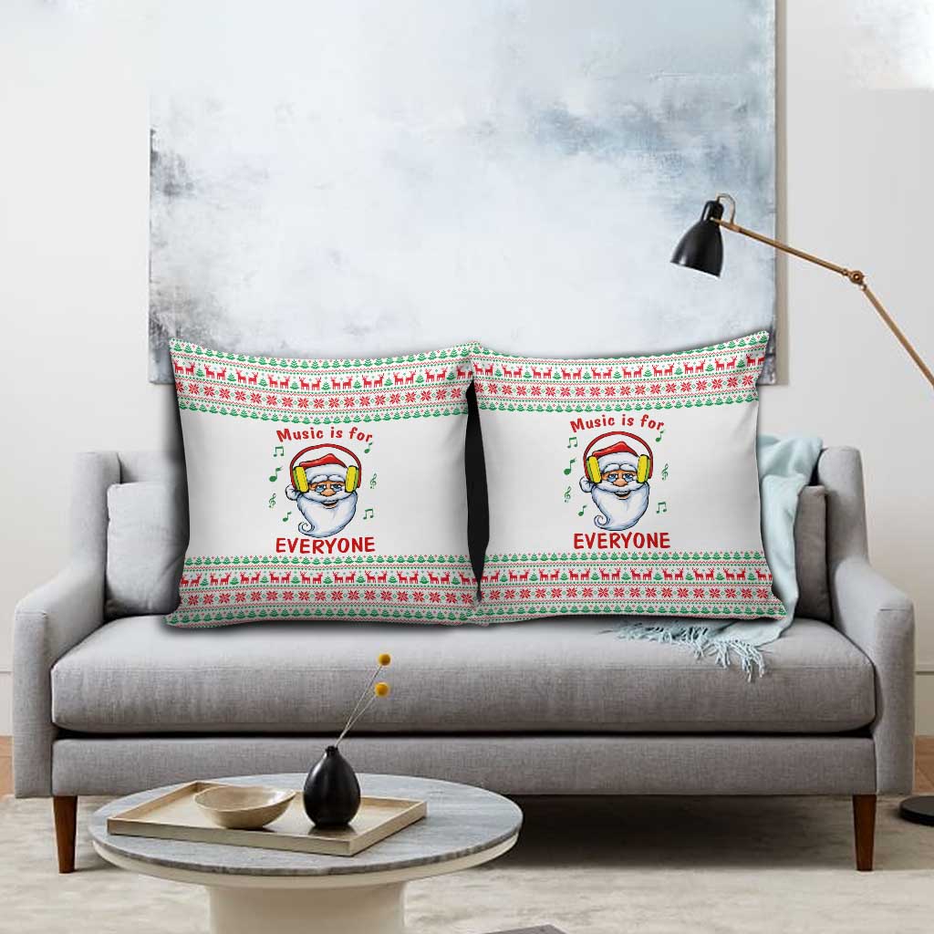 Funny Santa Music Is For Everyone Christmas Pillow Cover Xmas Holiday Patterns - Wonder Print Shop