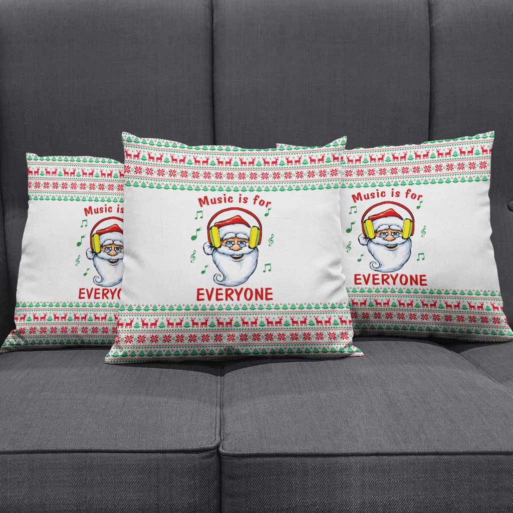 Funny Santa Music Is For Everyone Christmas Pillow Cover Xmas Holiday Patterns - Wonder Print Shop