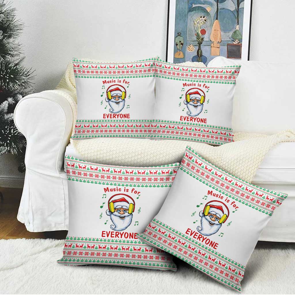 Funny Santa Music Is For Everyone Christmas Pillow Cover Xmas Holiday Patterns - Wonder Print Shop