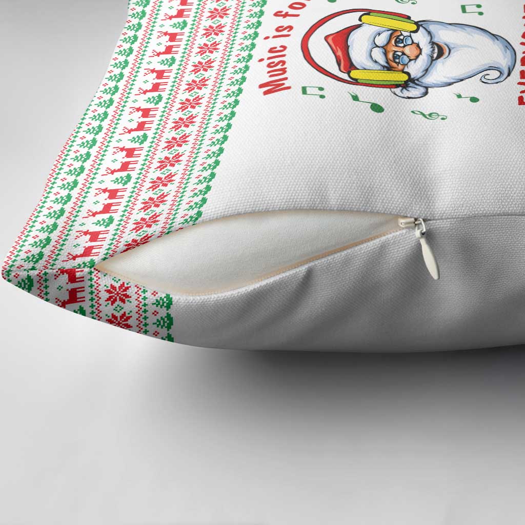 Funny Santa Music Is For Everyone Christmas Pillow Cover Xmas Holiday Patterns - Wonder Print Shop