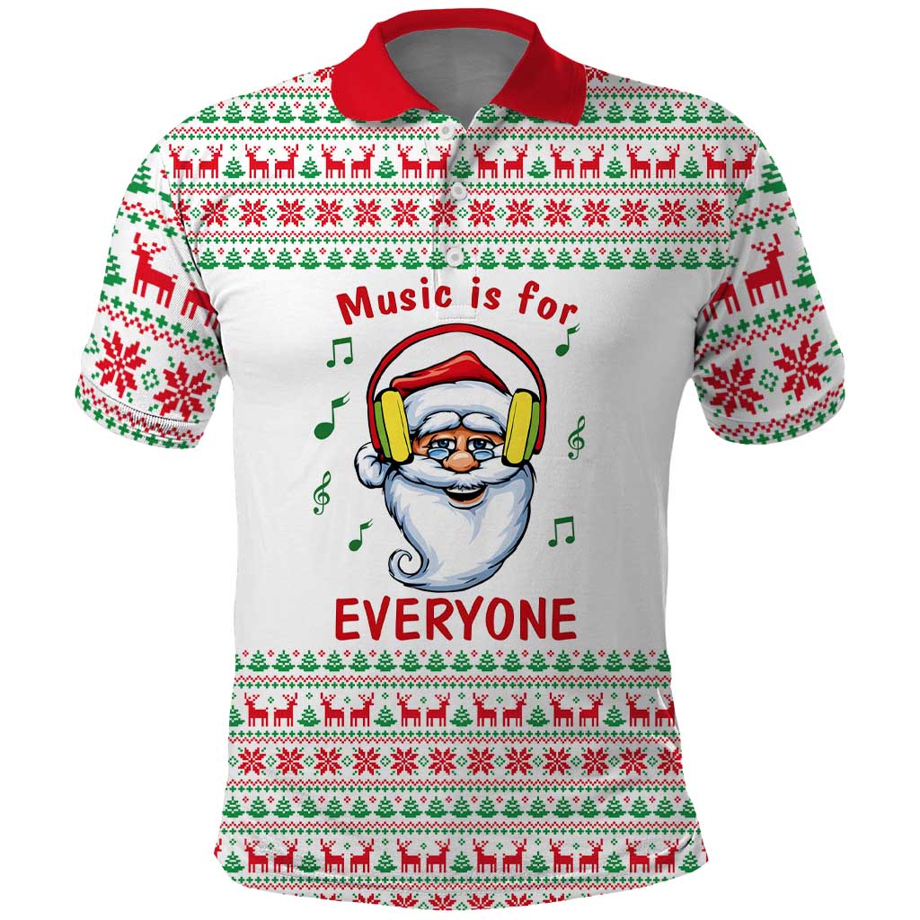 Funny Santa Music Is For Everyone Christmas Polo Shirt Xmas Holiday Patterns - Wonder Print Shop