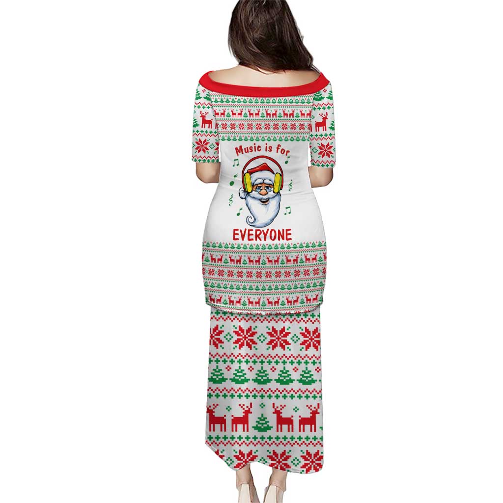 Funny Santa Music Is For Everyone Christmas Puletasi Xmas Holiday Patterns - Wonder Print Shop